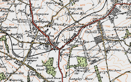 Old map of Annfield Plain in 1925