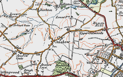 Old map of Anslow in 1921