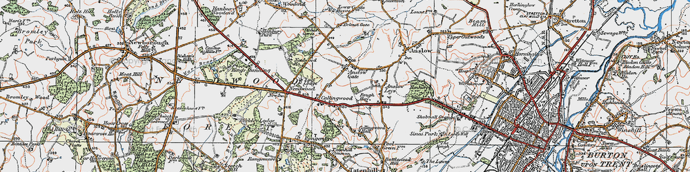 Old map of Anslow Gate in 1921