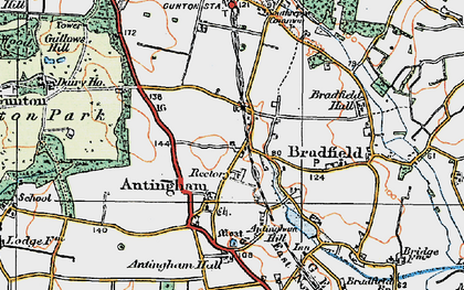 Old map of Antingham Hall in 1922