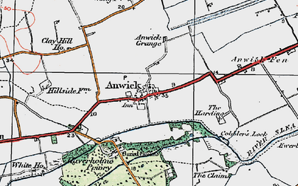 Old map of Anwick Fen in 1922