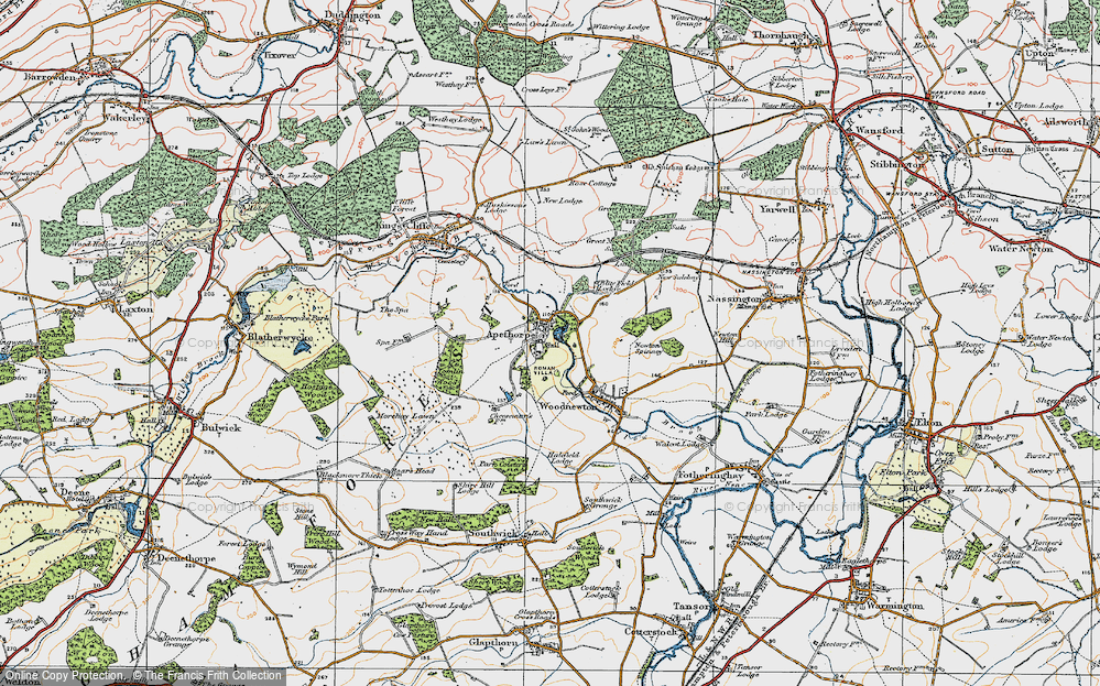 Old Map of Apethorpe, 1922 in 1922