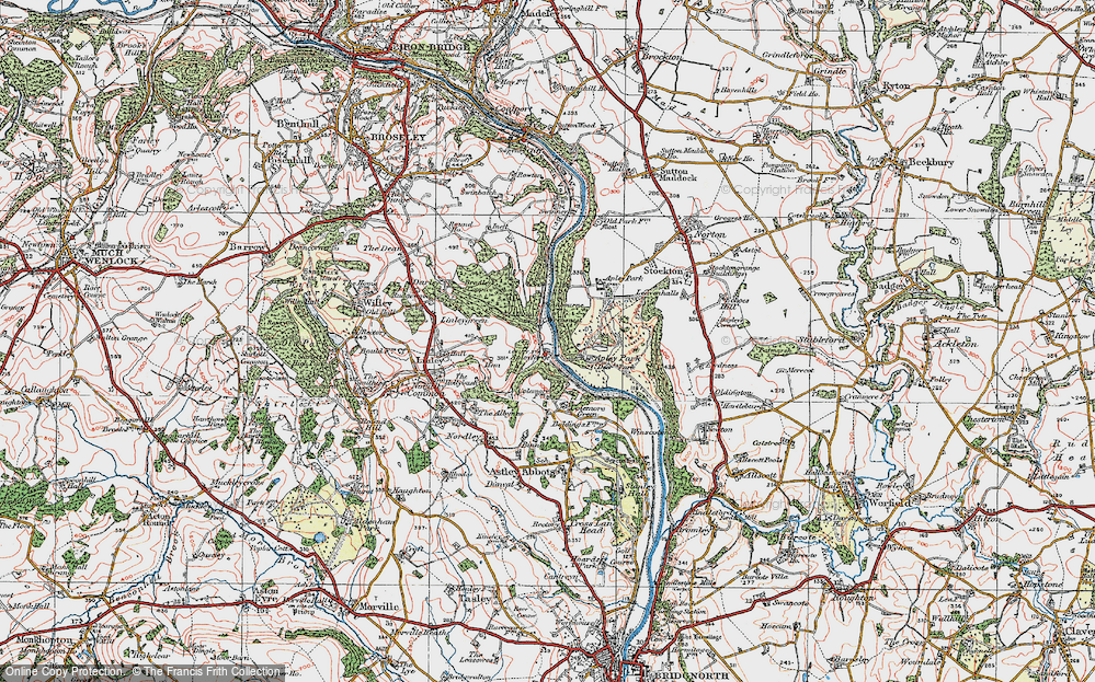 Old Map of Historic Map covering Apley Hall in 1921