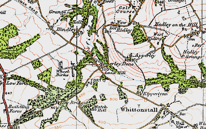Old map of Apperley Dene in 1925