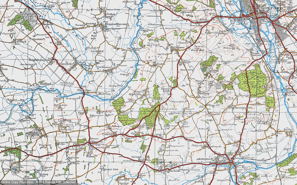 Old Map of Historic Map covering Tubney Wood in 1919