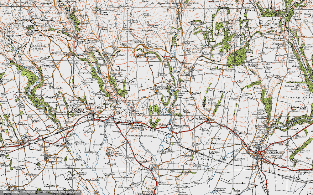 Old Map of Historic Map covering Bishop Hagg Wood in 1925