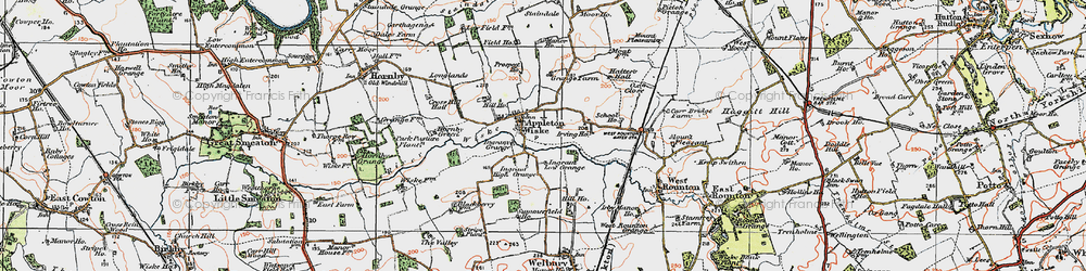 Old map of Appleton Wiske in 1925