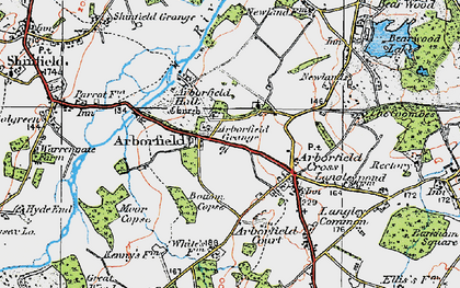 Old map of Arborfield in 1919