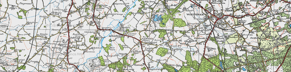 Old map of Arborfield Cross in 1919