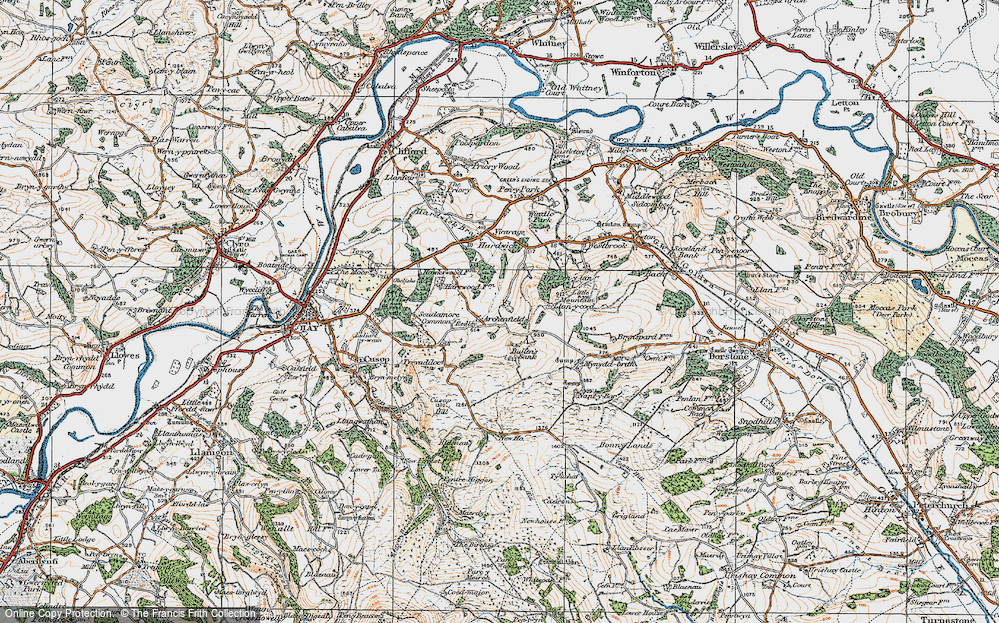 Old Map of Historic Map covering Bullen's Bank in 1919