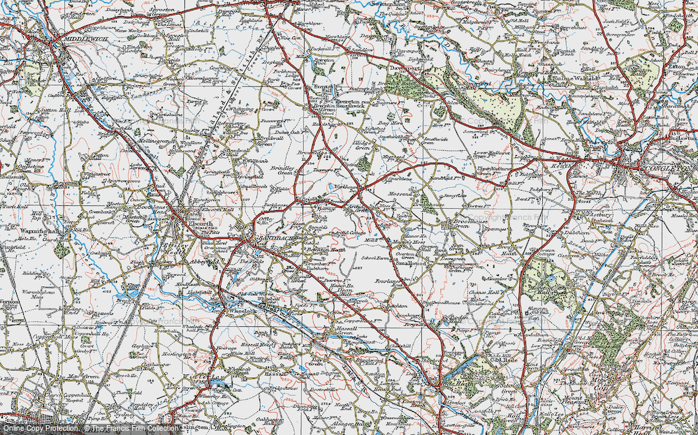 Old Map of Arclid Green, 1923 in 1923