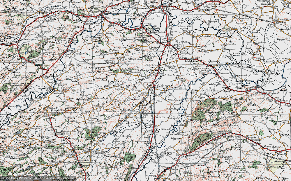 Old Map of Historic Map covering Bryn-Perthy in 1921