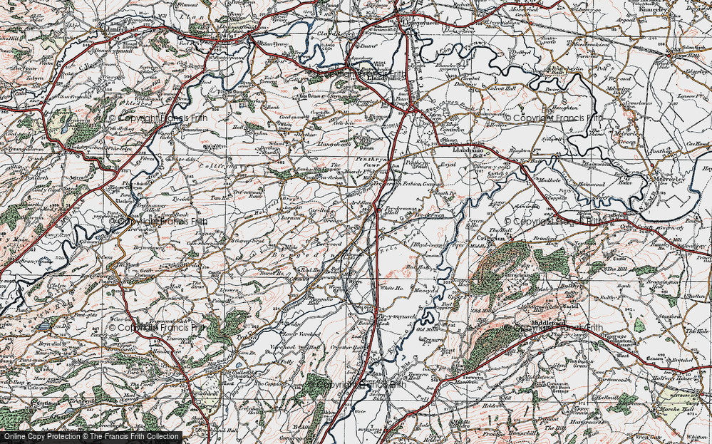 Old Map of Arddleen/Arddlîn, 1921 in 1921