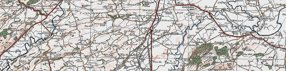 Old map of Arddleen/Arddlîn in 1921