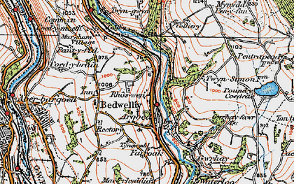 Old map of Argoed in 1919