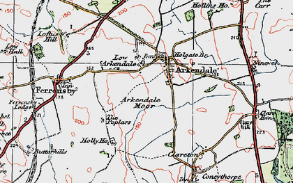 Old map of Arkendale Moor in 1925