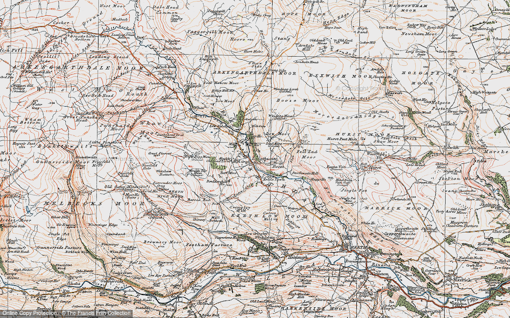 Old Map of Historic Map covering Bouldershaw Ho in 1925