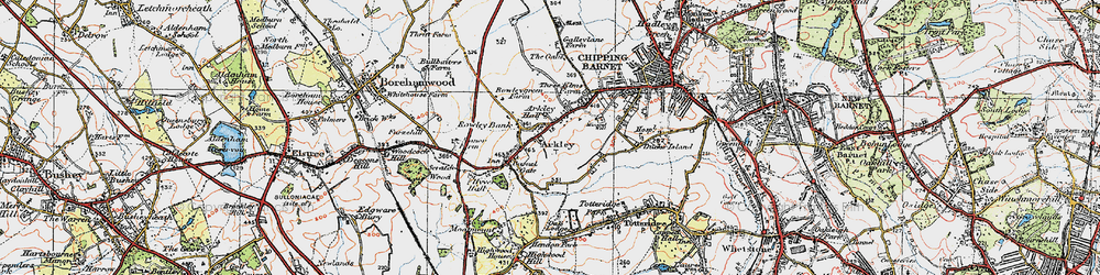 Old map of Arkley in 1920