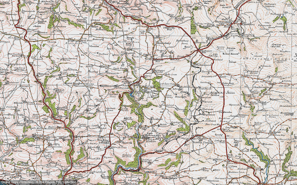 Old Map of Historic Map covering White Cawsey in 1919