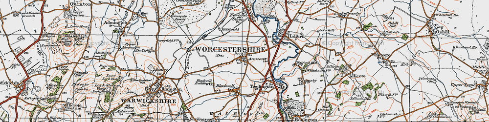 Old map of Armscote in 1919