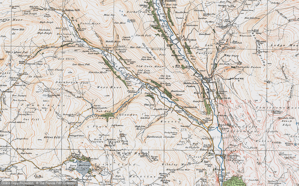 Old Map of Historic Map covering Blue Scar in 1925