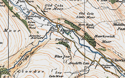 Old map of Yew Cogar Scar in 1925