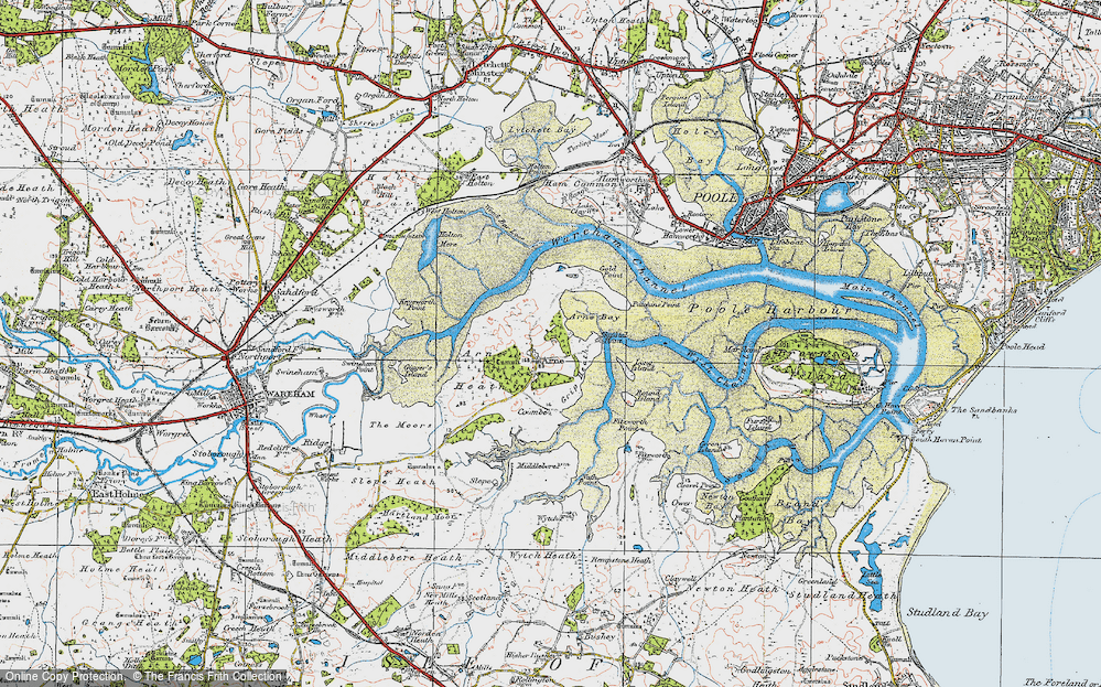 Old Map of Historic Map covering Wych Channel in 1919