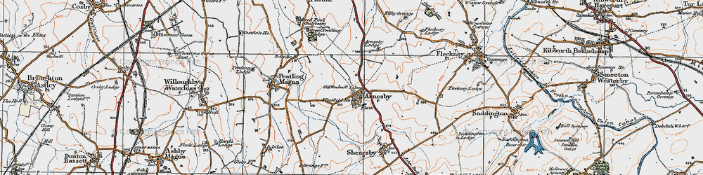 Old map of Arnesby in 1920