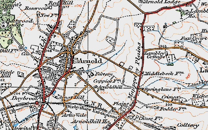 Old map of Arnold in 1921