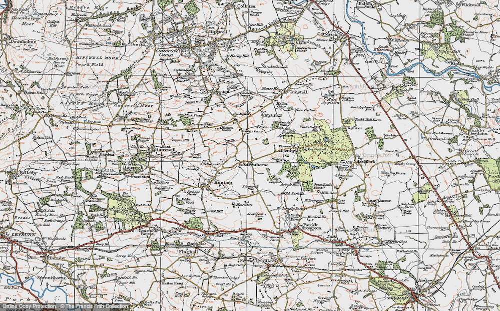 Old Map of Historic Map covering Brompton Beck in 1925