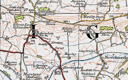 Old map of Arreton Down in 1919