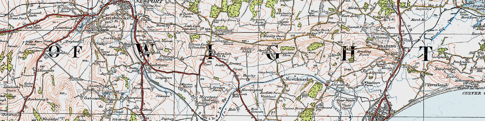 Old map of Arreton Down in 1919