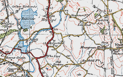 Old map of Arrowfield Top in 1921