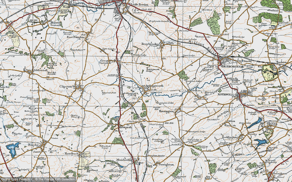 Old Map of Historic Map covering Arthingworth Lodge in 1920