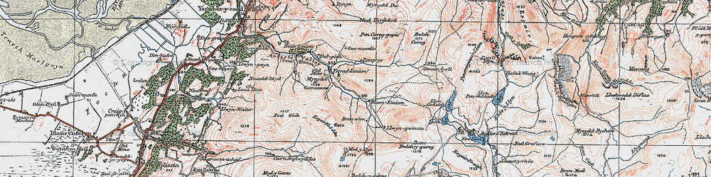 Old map of Banc Bwlchygarreg in 1921