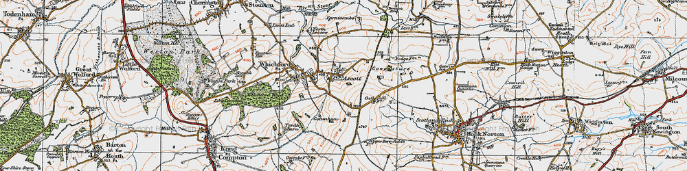 Old map of Ascott in 1919