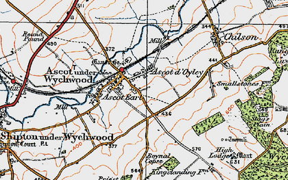 Old map of Ascott-under-Wychwood in 1919