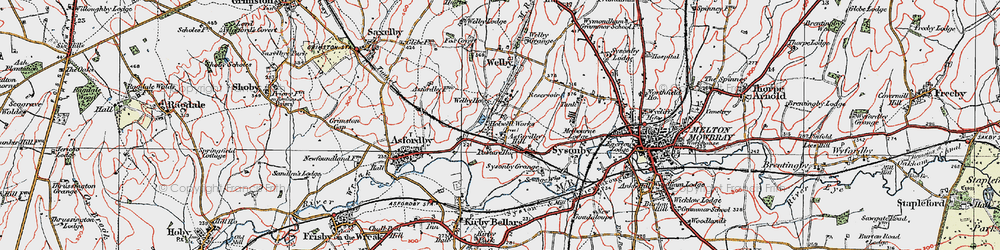 Old map of Asfordby Hill in 1921