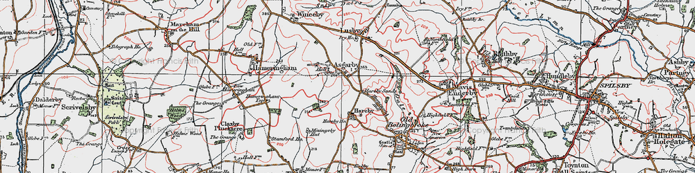 Old map of Asgarby in 1923
