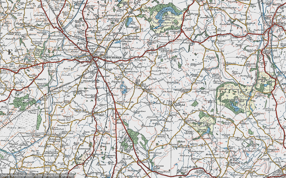 Old Map of Historic Map covering Ashfields in 1921