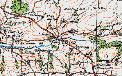 Old map of Ash Mill in 1919