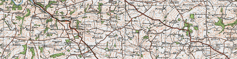 Old map of Ash Moor in 1919