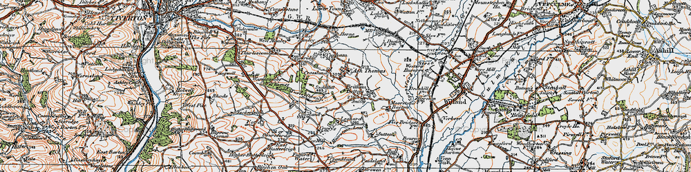Old map of Ash Thomas in 1919