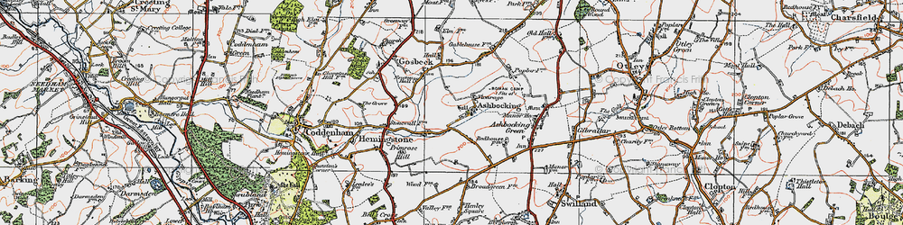 Old map of Ashbocking Green in 1921