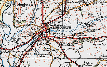 Old map of Ashbourne in 1921