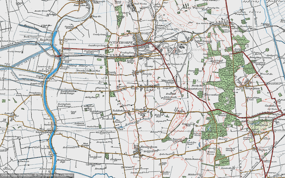 Old Map of Historic Map covering Brat Hill in 1923