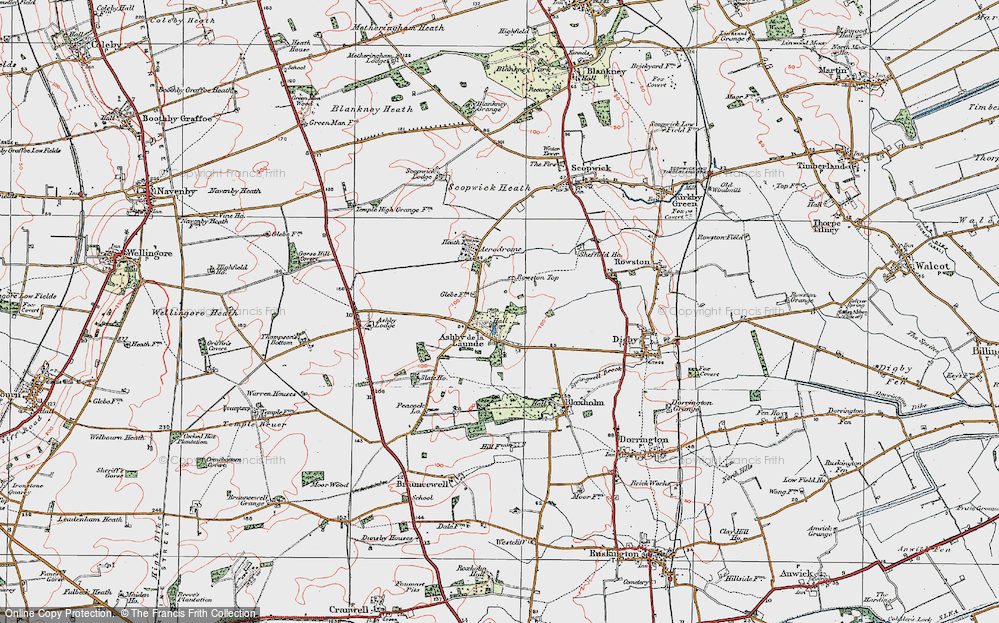 Old Map of Ashby de la Launde, 1923 in 1923