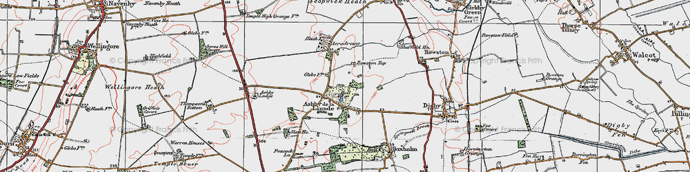 Old map of Ashby de la Launde in 1923