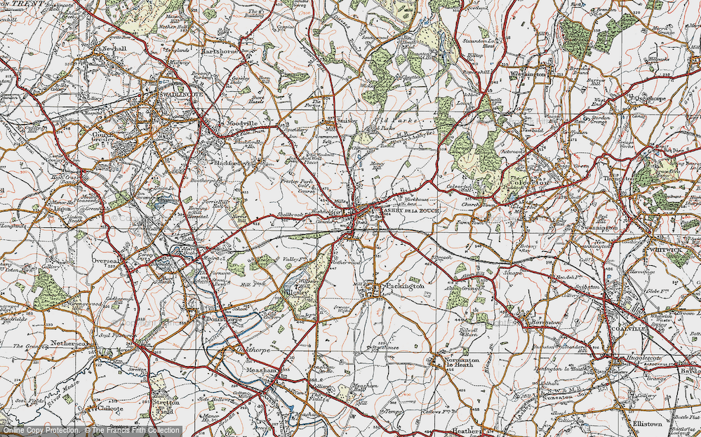 Old Map of Ashby-de-la-Zouch, 1921 in 1921