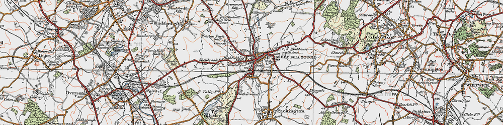 Old map of Ashby-de-la-Zouch in 1921